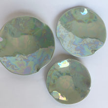 Load image into Gallery viewer, Ceramic Nesting Dishes Sage Green with Mother of Pearl