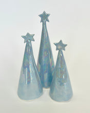 Load image into Gallery viewer, Ceramic Trees Periwinkle Blue Mother of Pearl Trio #2 (3.5-6.5inches)