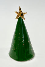 Load image into Gallery viewer, Ceramic Dark Green single tree with 22k Gold Splatter (4 inches)