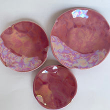 Load image into Gallery viewer, Ceramic Nesting Dishes Bubblegum Pink with Mother of Pearl