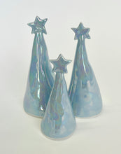Load image into Gallery viewer, Ceramic Trees Periwinkle Blue Mother of Pearl Trio (3.5-5inches)