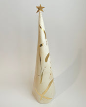 Load image into Gallery viewer, Ceramic Trees Ivory Beige + 22k Gold Brushstrokes Single Tree (15 inches)