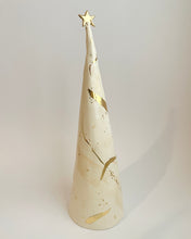 Load image into Gallery viewer, Ceramic Trees Ivory Beige + 22k Gold Brushstrokes Single Tree (15 inches)