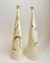 Load image into Gallery viewer, Ceramic Trees Ivory Beige + 22k Gold Brushstrokes Single Tree (15 inches)