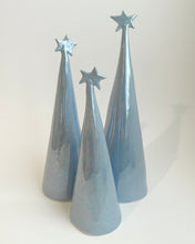 Load image into Gallery viewer, Ceramic Trees Periwinkle Blue Mother of Pearl Trio #4 (8-11 inches)