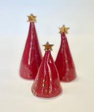 Load image into Gallery viewer, Ceramic Tree Trio Red with 22k Gold Splatter (3-5 inches)
