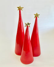 Load image into Gallery viewer, Ceramic Tree trio Red and 22k Gold #4 (7.5-10 inches)