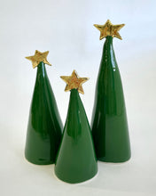 Load image into Gallery viewer, Ceramic Tree Dark Green + 22k Gold trio #2 (4-6 inches)