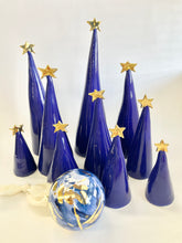 Load image into Gallery viewer, Ceramic Trees Blue 22k Gold Individual #4 (9 inches)