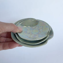 Load and play video in Gallery viewer, Ceramic Nesting Dishes Sage Green with Mother of Pearl