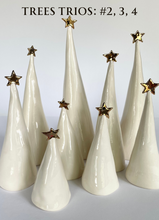 Load image into Gallery viewer, Ceramic Trees 22k Gold Trios #2 (3.5-6.5 inches)