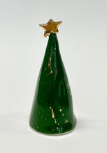 Load image into Gallery viewer, Ceramic Dark Green single tree with 22k Gold Splatter (4 inches)
