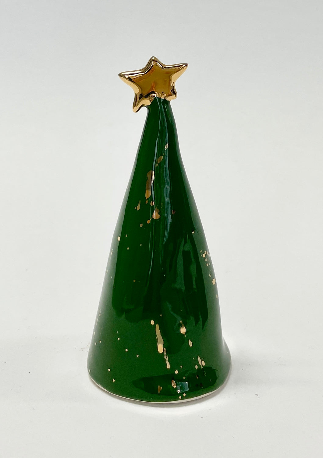 Ceramic Dark Green single tree with 22k Gold Splatter (4 inches)