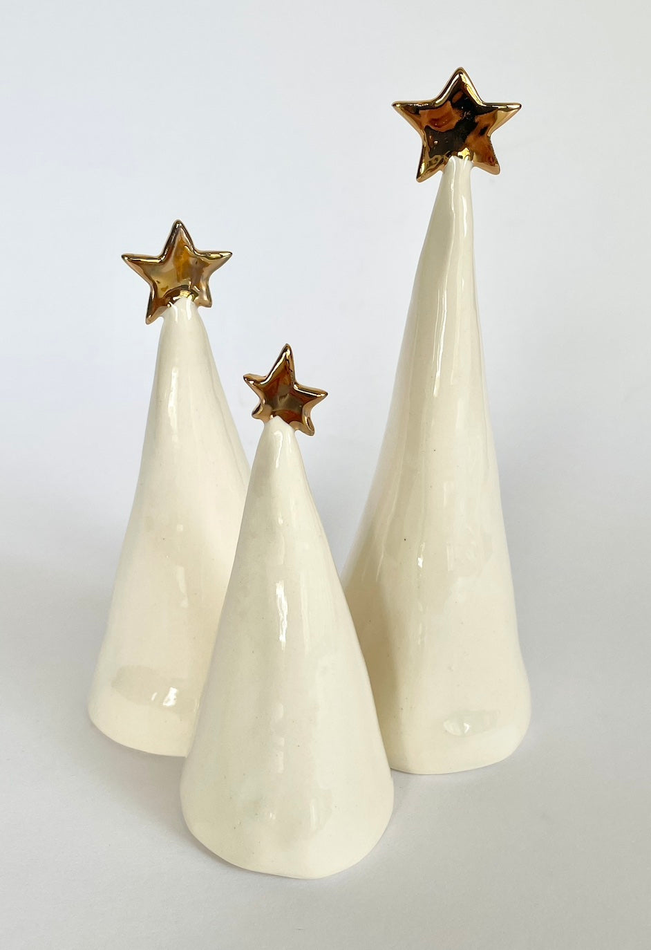 Ceramic Trees 22k Gold Trios #2 (3.5-6.5 inches)