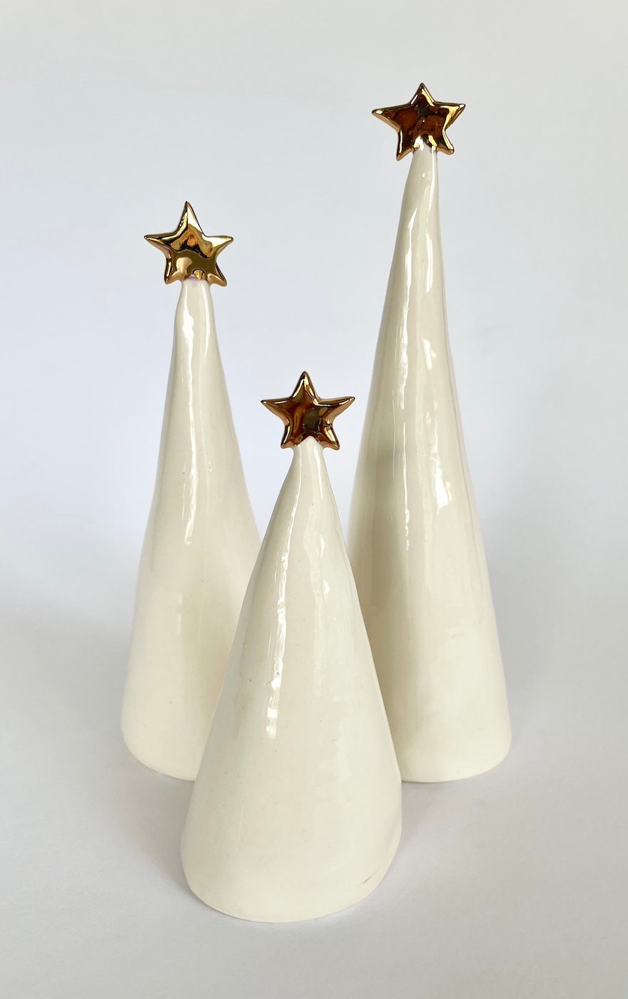 Ceramic Trees 22k Gold Trios #3 (4-8.5 inches)