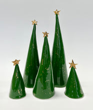 Load image into Gallery viewer, Ceramic Dark Green single tree with 22k Gold Splatter (4 inches)
