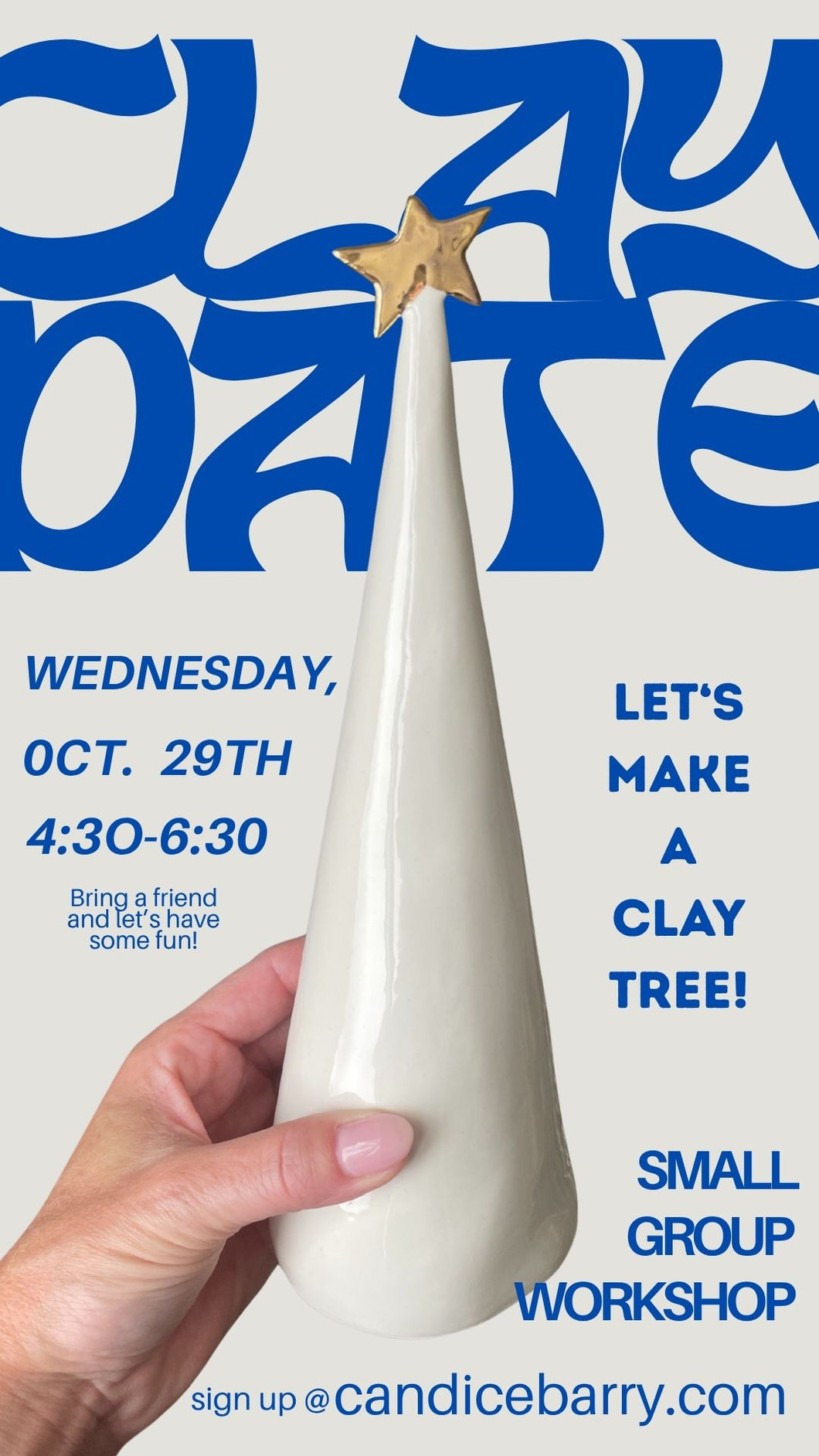 Wednesday, Oct. 29th Clay Date Workshop- Slab build a tree with a hand-cut star