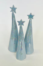 Load image into Gallery viewer, Ceramic Trees Periwinkle Blue Mother of Pearl Trio (4-6.5 inches)
