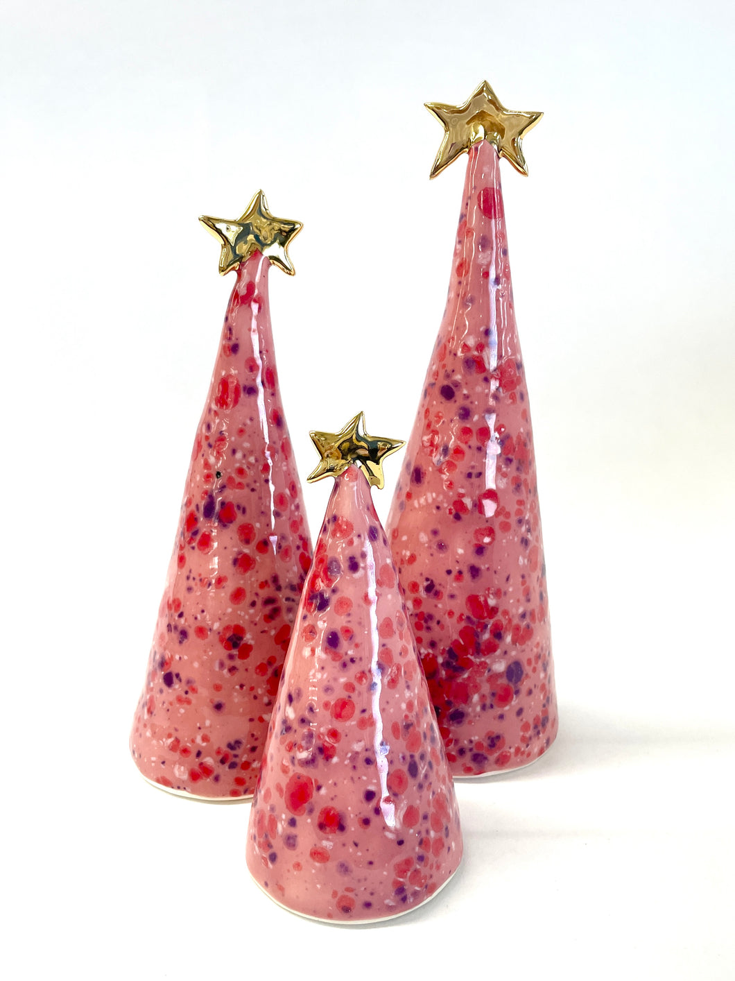 Ceramic Trees Berry Tart with 22k Gold Trios #3 (4-8.5 inches)