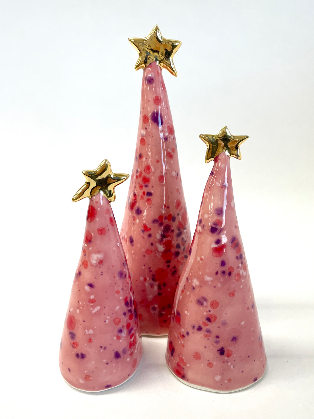 Ceramic Trees Trio Berry Tart with 22k Gold #2 (4.5-6.5 inches)