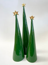 Load image into Gallery viewer, Ceramic Trees Dark Green + 22k Gold Trio #5 (11-17 inches)
