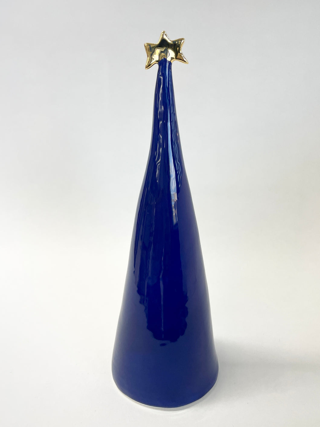Ceramic Trees Blue 22k Gold Individual #4 (9 inches)