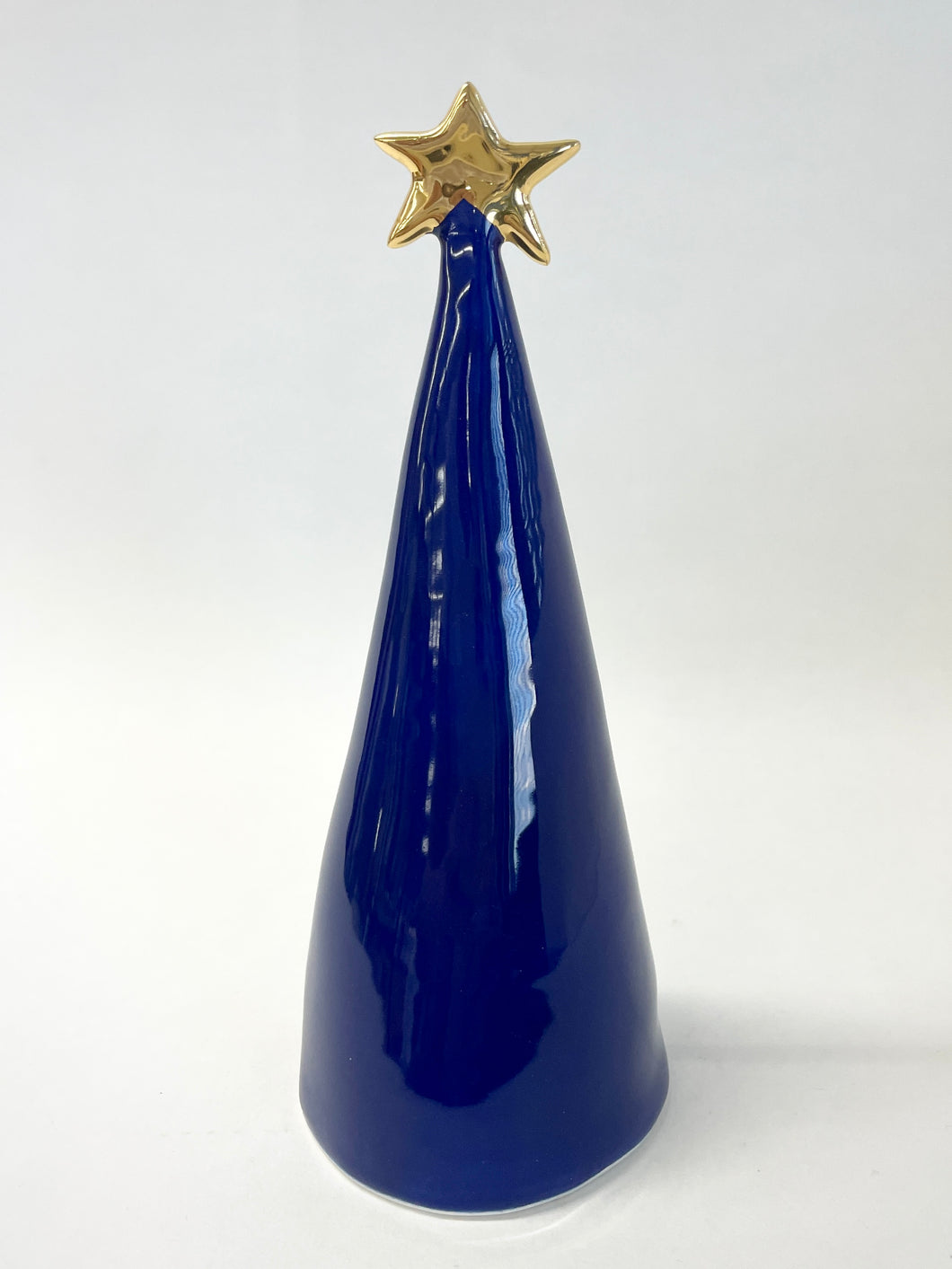 Ceramic Trees Blue with 22k Gold Individual #3 (6 inches)