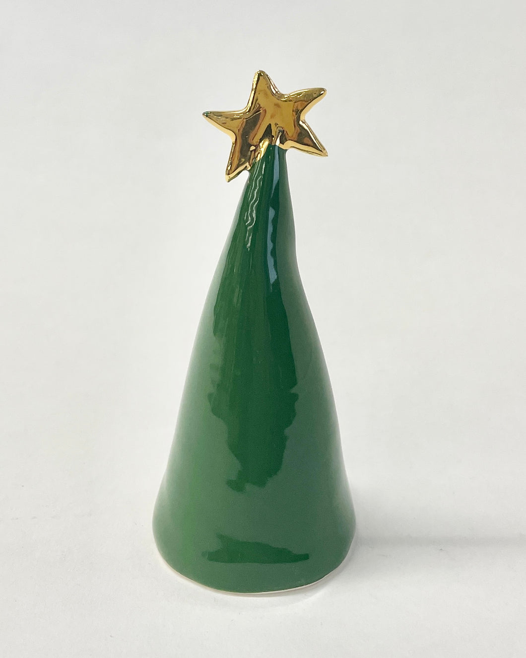 Ceramic Trees Dark Green with 22k Gold Individual #2 (4 inches)