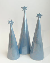 Load image into Gallery viewer, Ceramic Trees Periwinkle Blue Mother of Pearl Trio #4 (8-11 inches)

