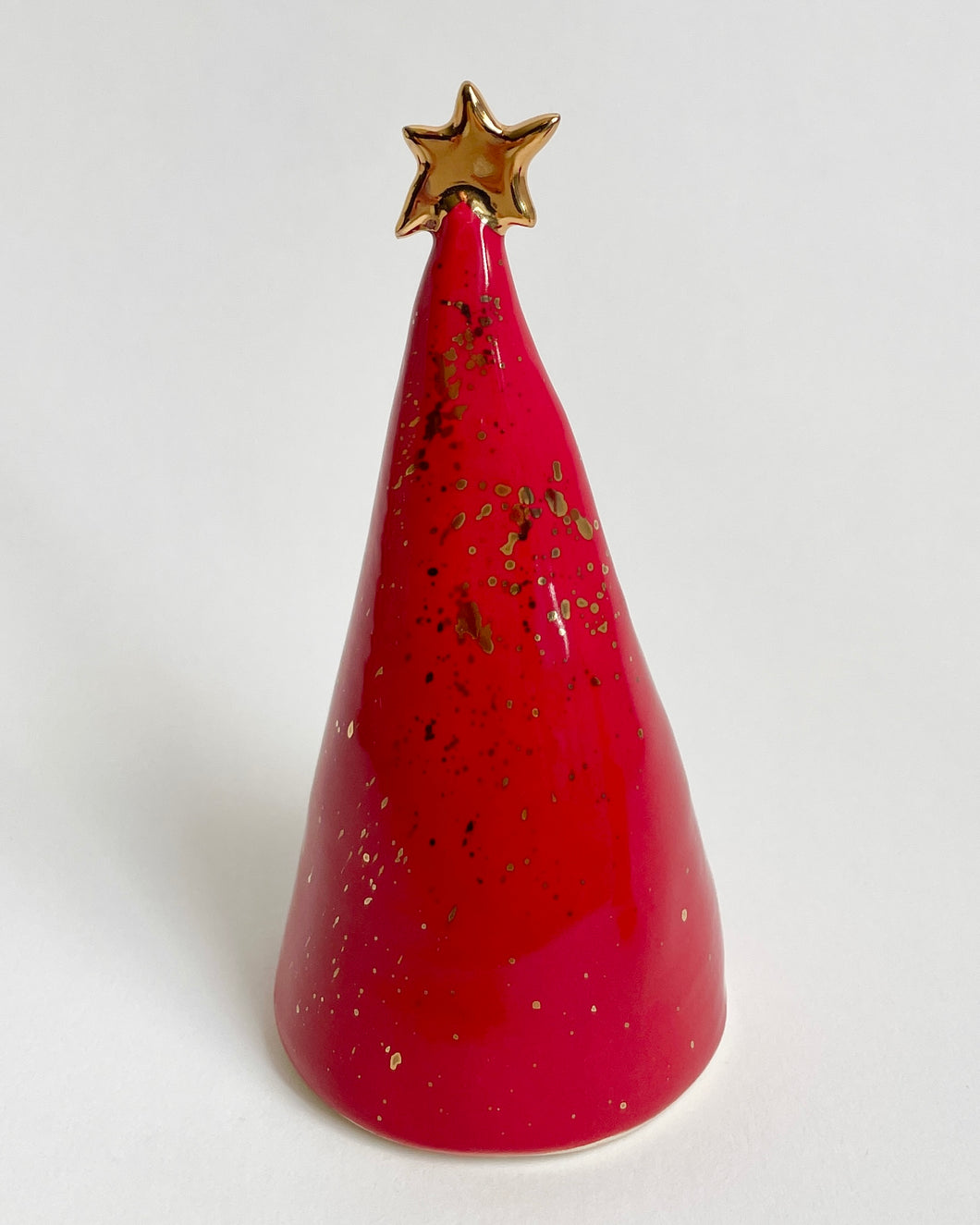 Ceramic Trees Red with 22k Gold Splatter Individual (4-5 inches)