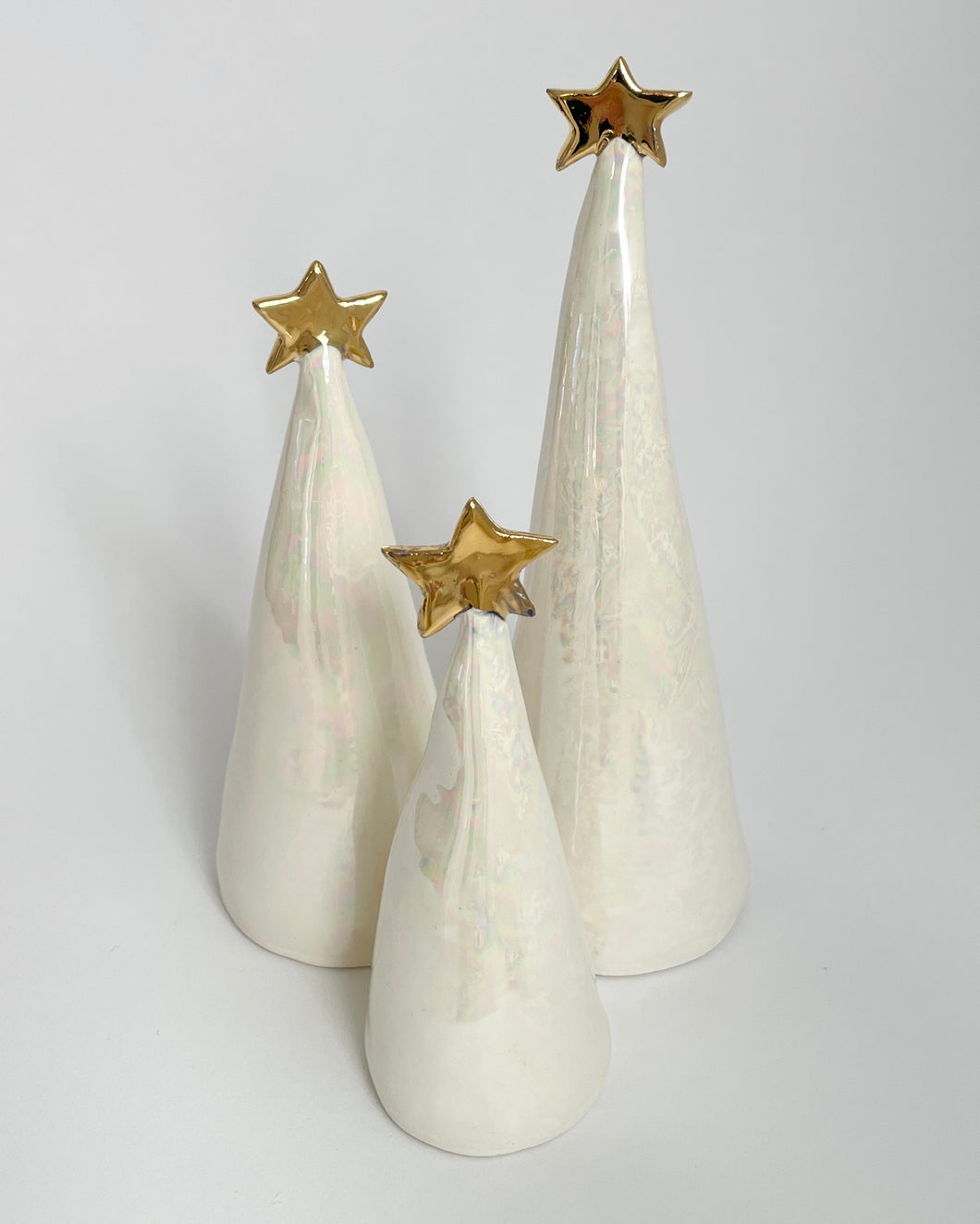 Ceramic Trees 22k Gold + Mother of Pearl Trios #2 (3-7 inches)