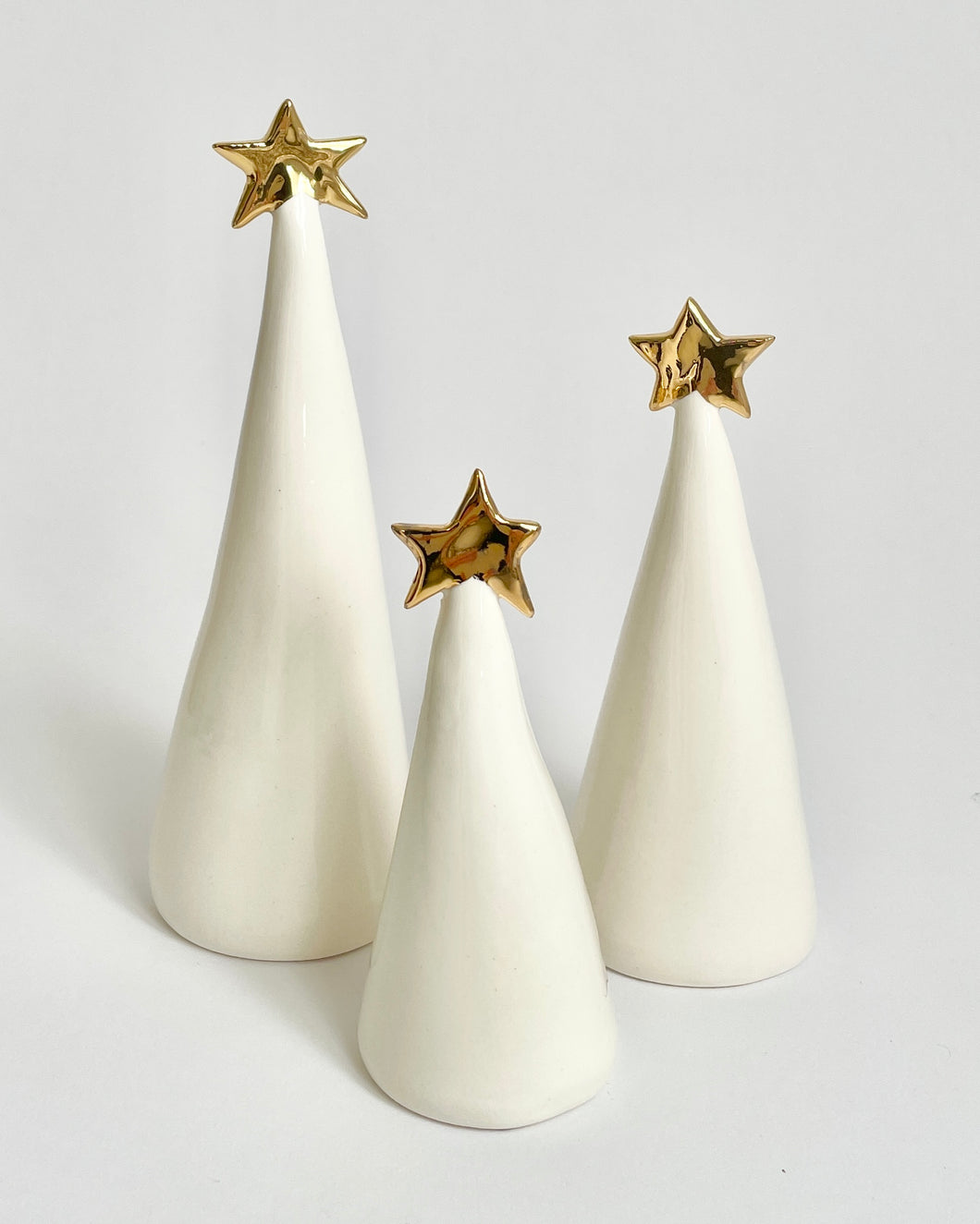 Ceramic Trees 22k Gold Trios #2 (3.5-6.5 inches)
