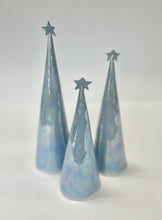 Load image into Gallery viewer, Ceramic Trees Periwinkle Blue Mother of Pearl Trio #4 (8-11 inches)
