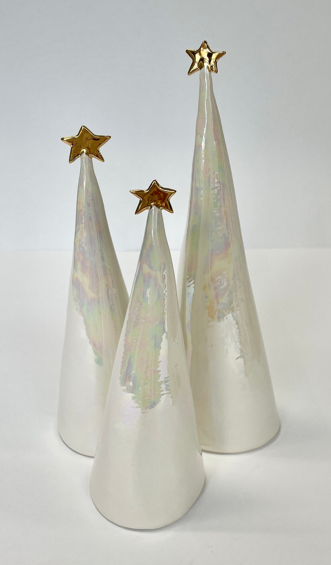 Ceramic Trees 22k Gold + Mother of Pearl Trios #4 (7-12 inches)