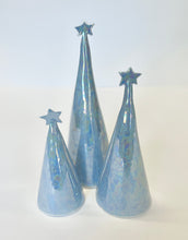 Load image into Gallery viewer, Ceramic Trees Periwinkle Blue Mother of Pearl Trio #3 (4-8.5 inches)
