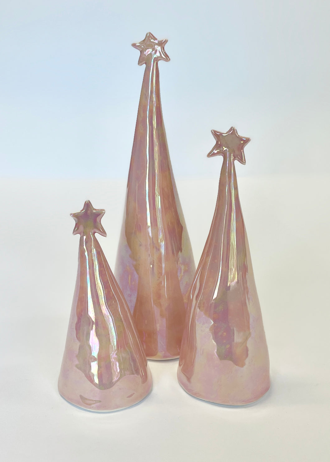 Ceramic Trees Light Pink Mother of Pearl Trios #3 (4-8.5 inches)