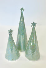 Load image into Gallery viewer, Ceramic Trees Sage Green Mother of Pearl Trio #3 (4-8.5 inches)
