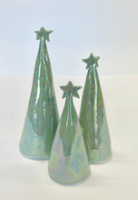 Load image into Gallery viewer, Ceramic Trees Sage Green Mother of Pearl Trios #2 (3.5-6.5 inches)
