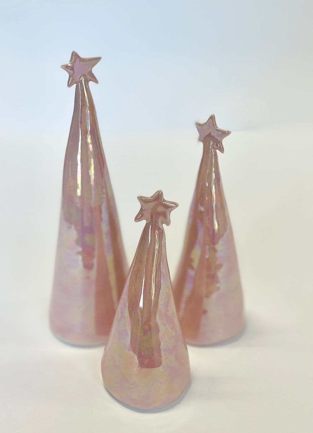 Ceramic Trees Light Pink Mother of Pearl Trios #2 (3.5-6.5 inches)