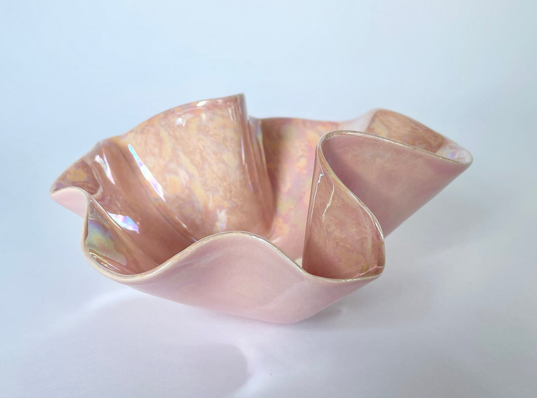 Ceramic Bowl Light Pink with Mother of Pearl luster