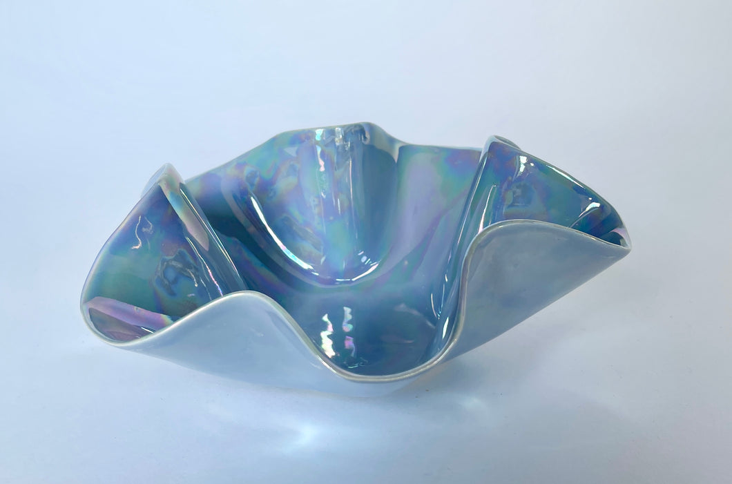 Ceramic Bowl Periwinkle Blue with Mother of Pearl luster