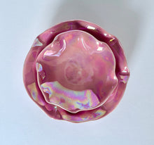 Load image into Gallery viewer, Ceramic Nesting Dishes Bright Pink with Mother of Pearl
