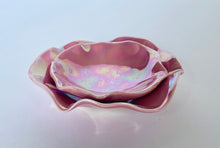 Load image into Gallery viewer, Ceramic Nesting Dishes Bright Pink with Mother of Pearl
