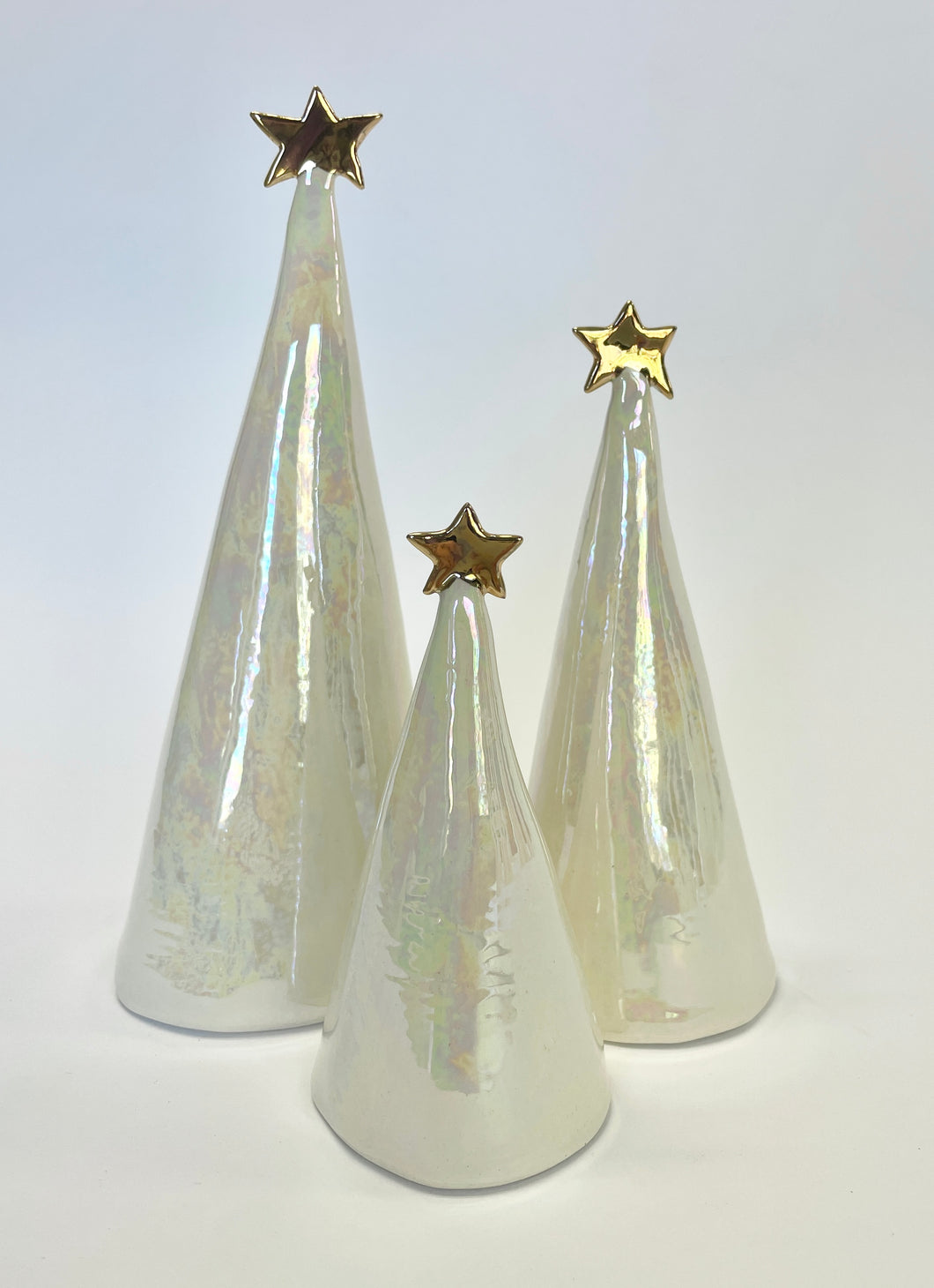 Ceramic Trees 22k Gold + Mother of Pearl Trios #3 (4-8.5 inches)