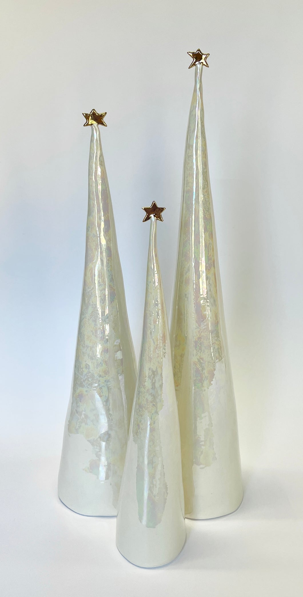 Ceramic Trees 22k Gold + Mother of Pearl Trios #6 (14-21 inches)