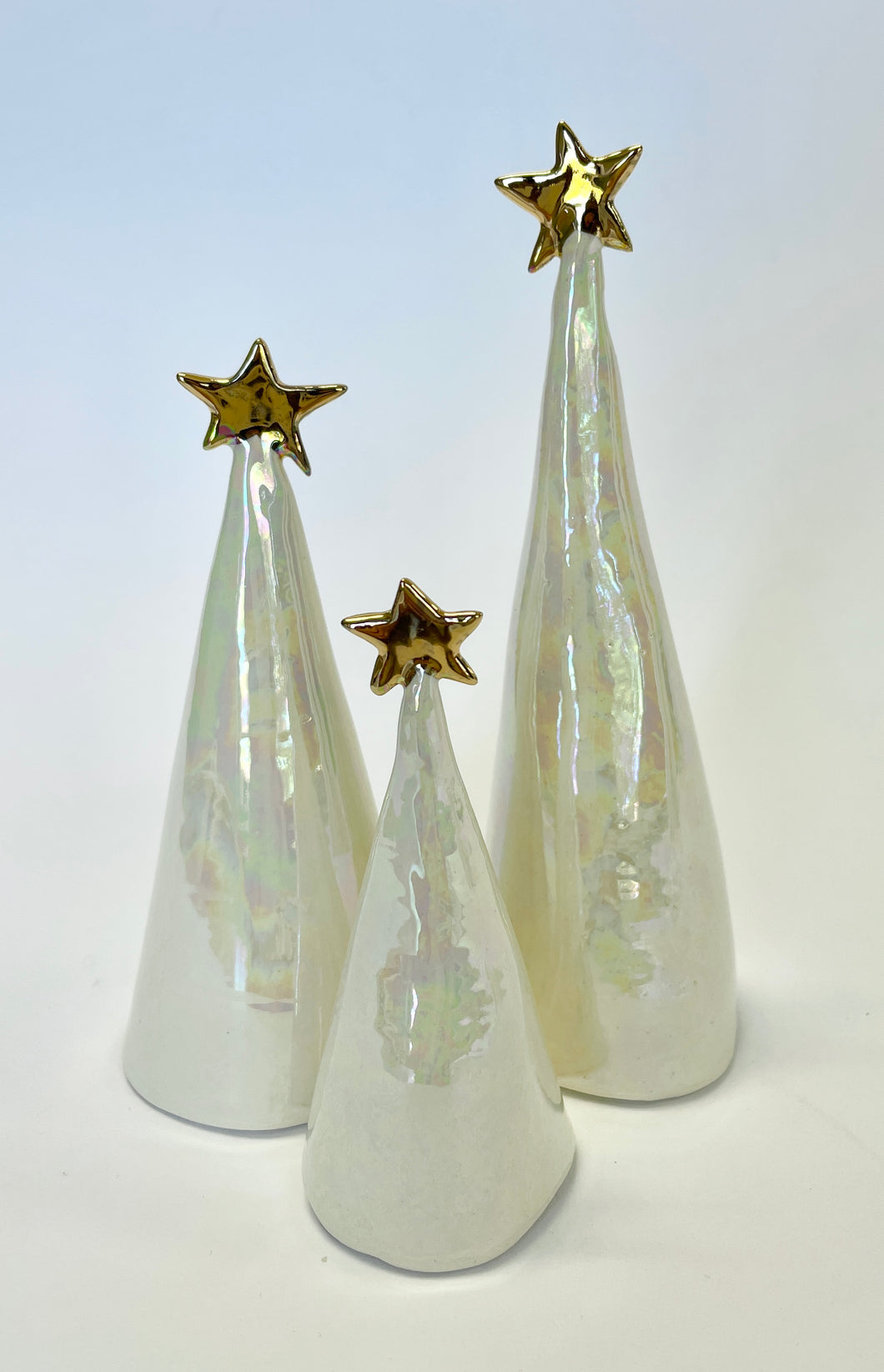 Ceramic Trees 22k Gold + Mother of Pearl Trios #2 (3-7 inches)