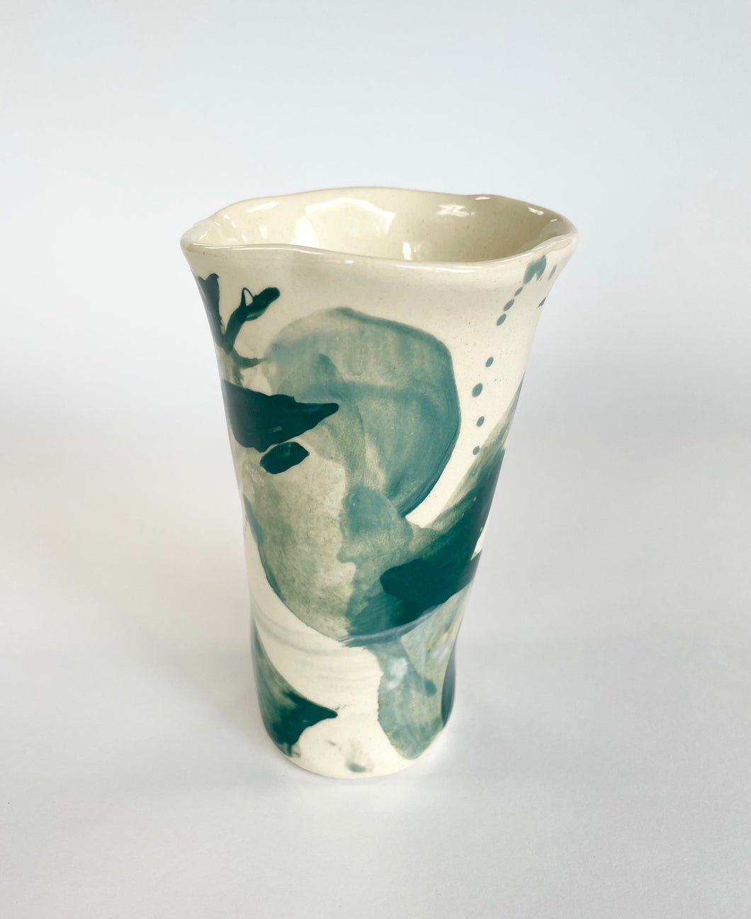 Ceramic abstract vase- blue green