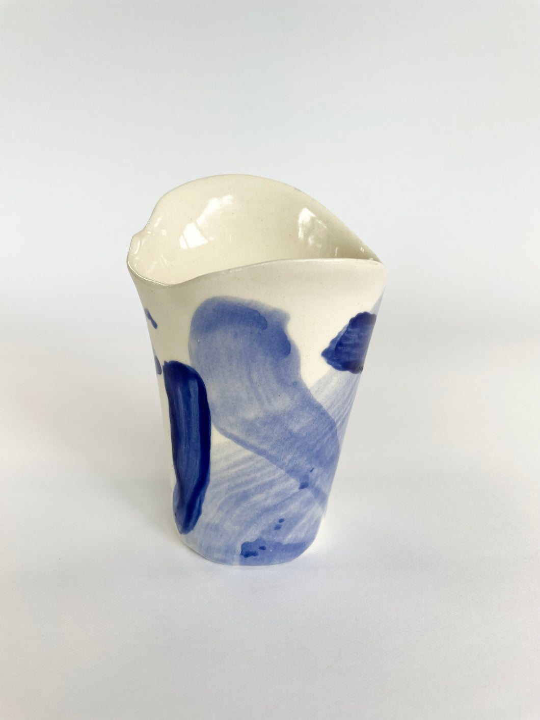 Ceramic abstract vase- cobalt blue