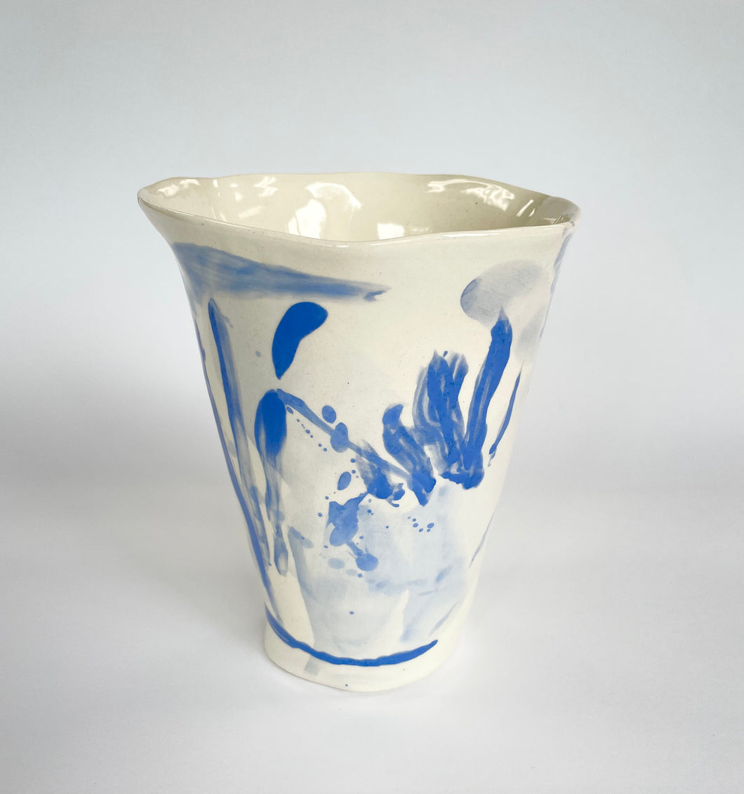 Ceramic abstract vase- blue