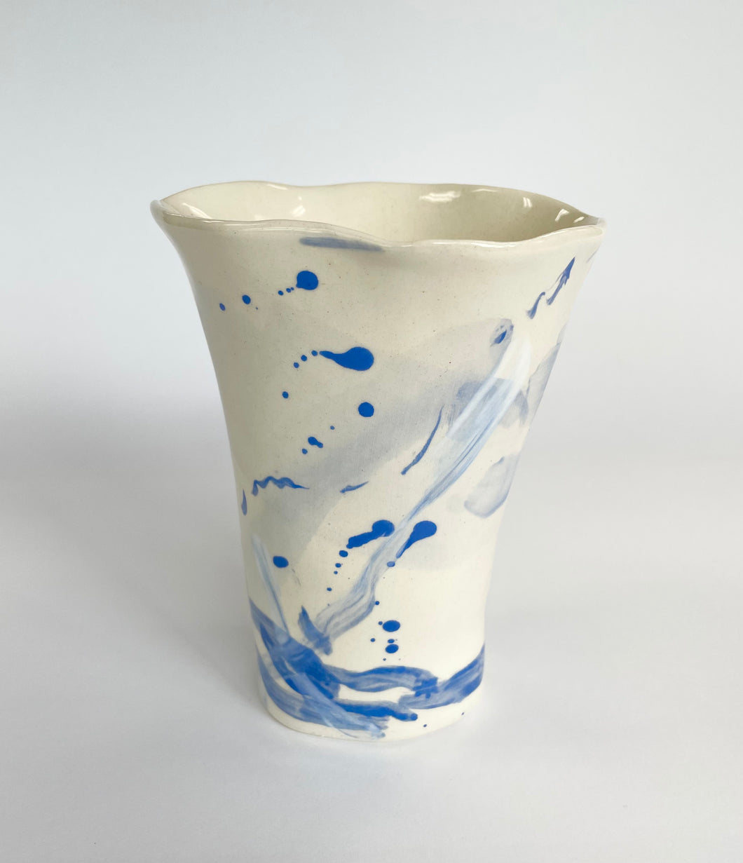 Ceramic abstract vase- blue